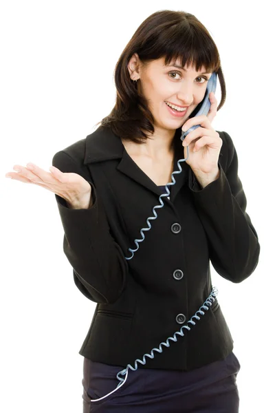 Piękna kobieta biznesu uśmiechający się rozmawia przez telefon — Zdjęcie stockowe
