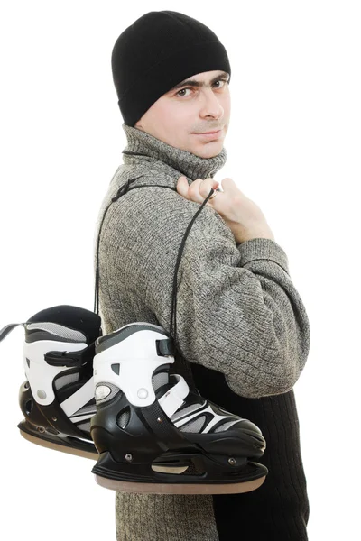 在白色背景上的溜冰鞋的男人 — 图库照片