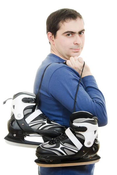 在白色背景上的溜冰鞋的男人. — 图库照片