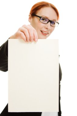 Businesswoman in glasses with the red hair on a white background. clipart