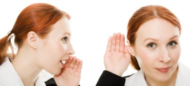 Woman said and woman listening to gossip isolated clipart