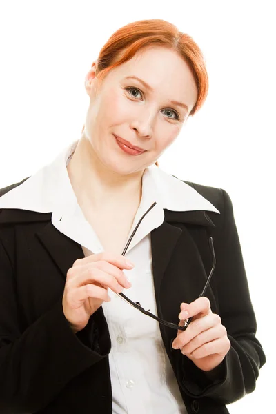 Donna d'affari in occhiali con i capelli rossi — Foto Stock