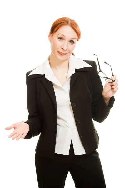 Geschäftsfrau mit Brille und roten Haaren — Stockfoto