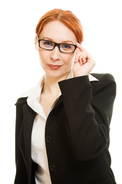 Femme d'affaires dans des lunettes aux cheveux roux — Photo