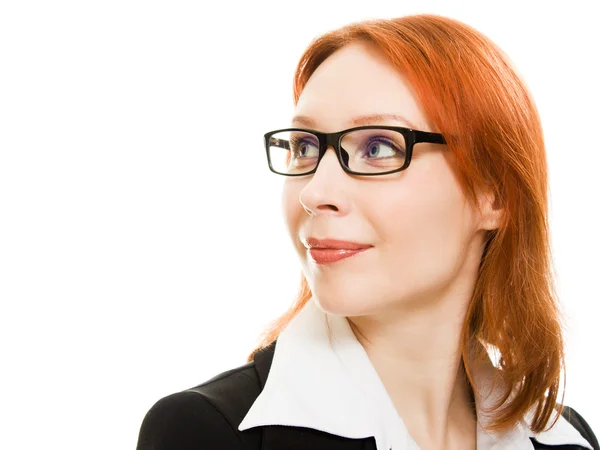 Iş kadını Kızıl saçlı gözlüklü — Stok fotoğraf