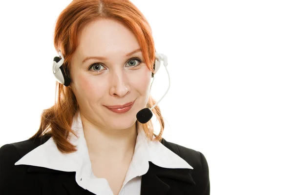 Young beautiful call center female operator — Stock Photo, Image