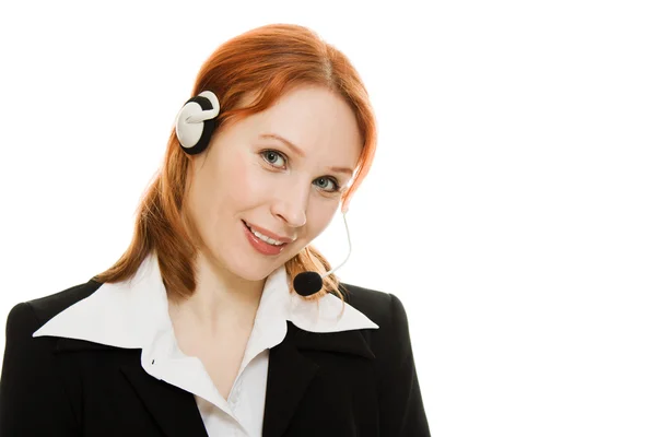 Unga vackra call center kvinnlig operatör — Stockfoto