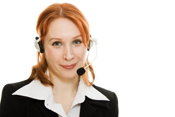 Young beautiful call center female operator — Stock Photo, Image