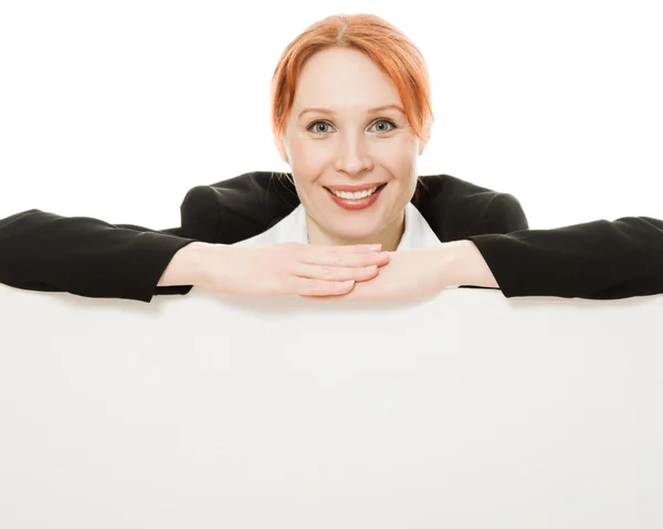 stock image Businesswoman holding blank