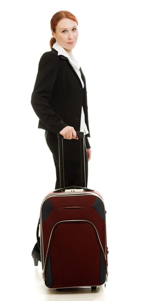 Üzletasszony egy bőrönddel — Stock Fotó