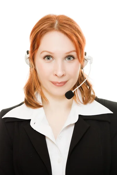 Schöne Geschäftsfrau mit Headset — Stockfoto