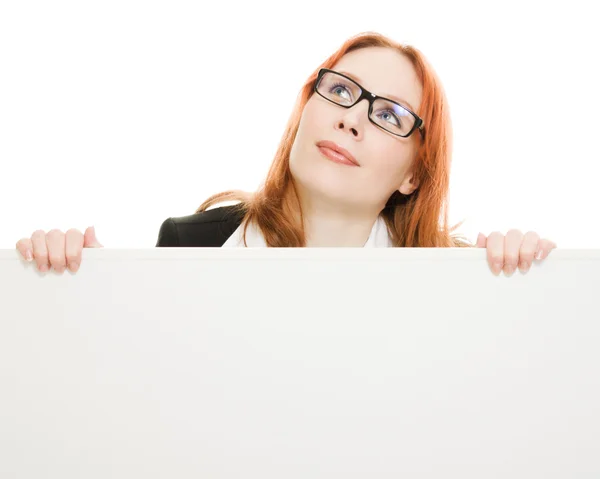 Businesswoman holding blank — Stock Photo, Image