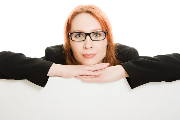 stock image Businesswoman holding blank