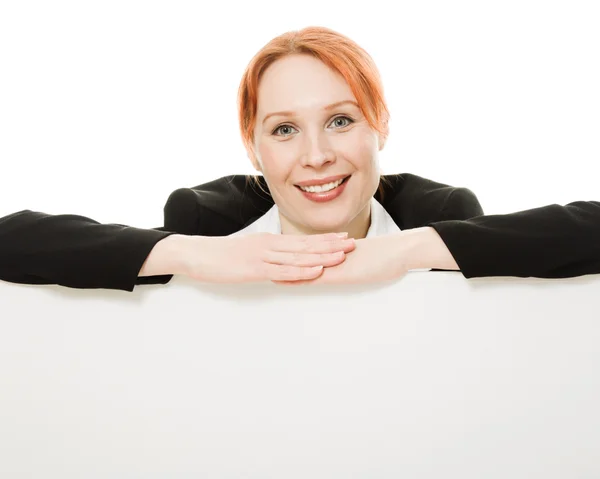 stock image Businesswoman holding blank