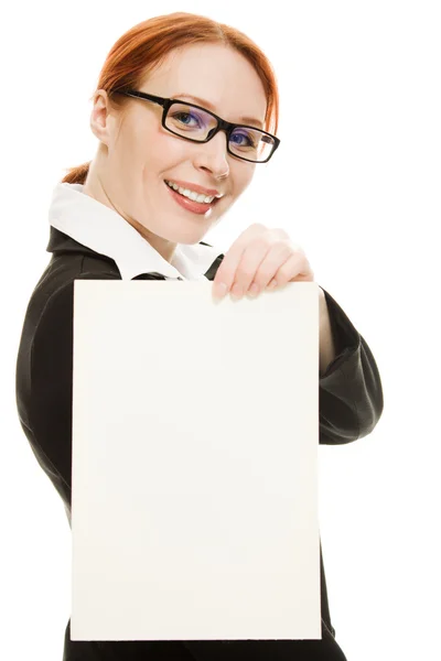 Businesswoman in glasses with the red hair on a white background. Royalty Free Stock Photos