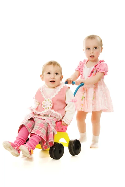 Crianças passeio com um sidecar — Fotografia de Stock