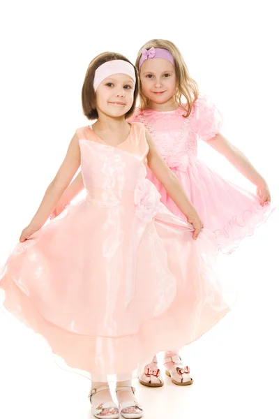 핑크 드레스에 두 친구 — 스톡 사진