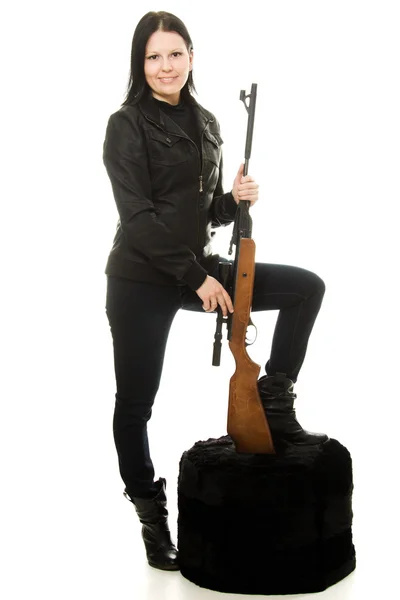 Cowgirl med en pistol — Stockfoto