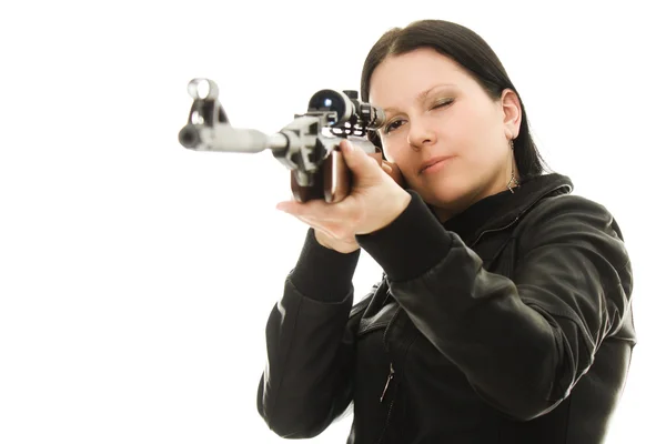 Cowgirl with a gun — Stock Photo, Image