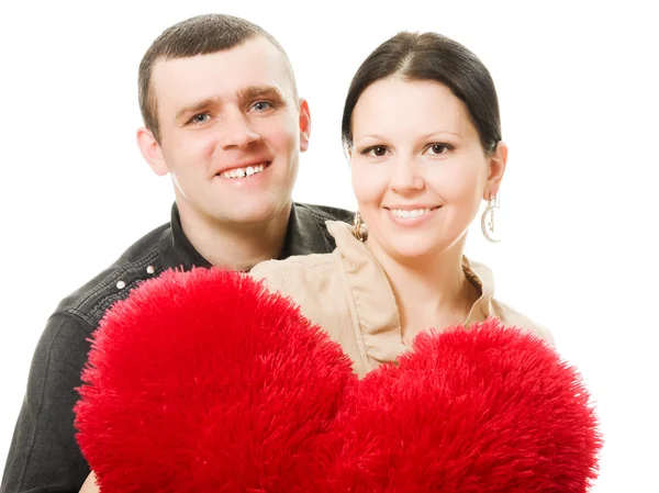 Мужчина и женщина с сердцем в руках — стоковое фото
