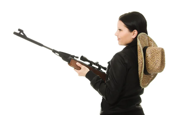 Καουμπόισσα με ένα πυροβόλο όπλο — Φωτογραφία Αρχείου