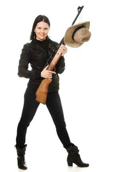 Cowgirl mit Waffe — Stockfoto
