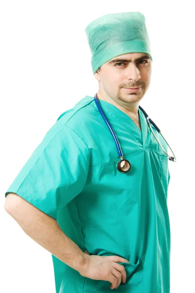 Médico varón con estetoscopio — Foto de Stock