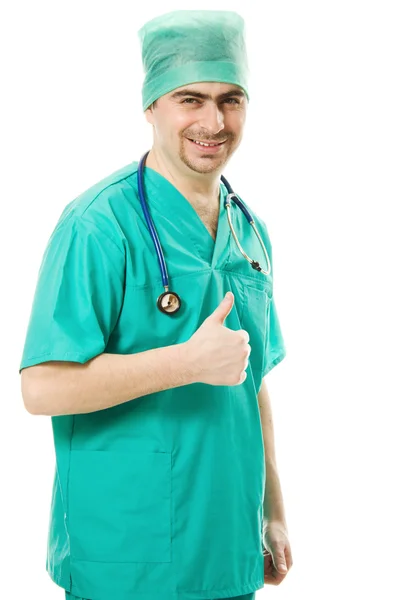 Muž ukazuje chirurg gesto pořádku — Stock fotografie