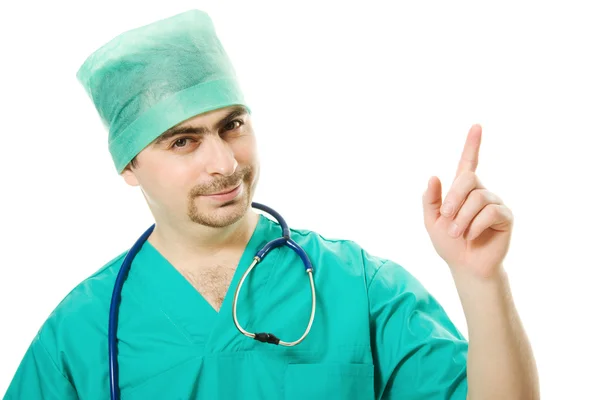 Male surgeon is pointing up — Stock Photo, Image
