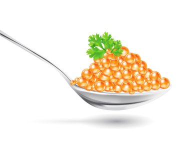 Red caviar on the silver spoon clipart