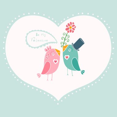 Birds in love. Vector illustration. Declaration of love. Vector clipart