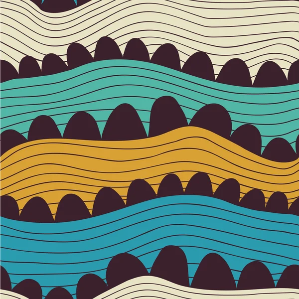 Abstraktes, nahtloses Muster mit Streifen und Kreisen, buntes Meer — Stockvektor