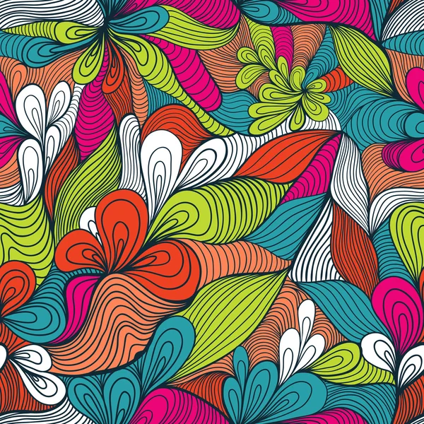 Patrón dibujado a mano abstracto inconsútil colorido, fondo de ondas . — Vector de stock