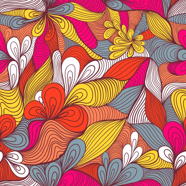 Patrón dibujado a mano abstracto inconsútil colorido, fondo de ondas . — Archivo Imágenes Vectoriales
