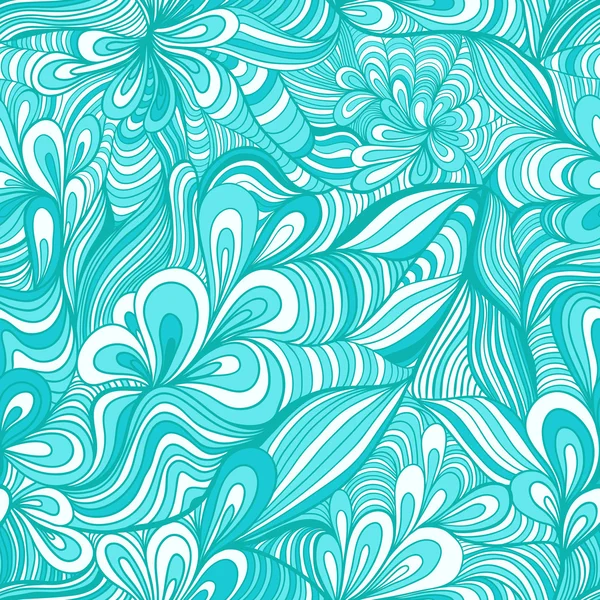 シームレスな抽象的な手描きのパターン、波背景 — ストックベクタ