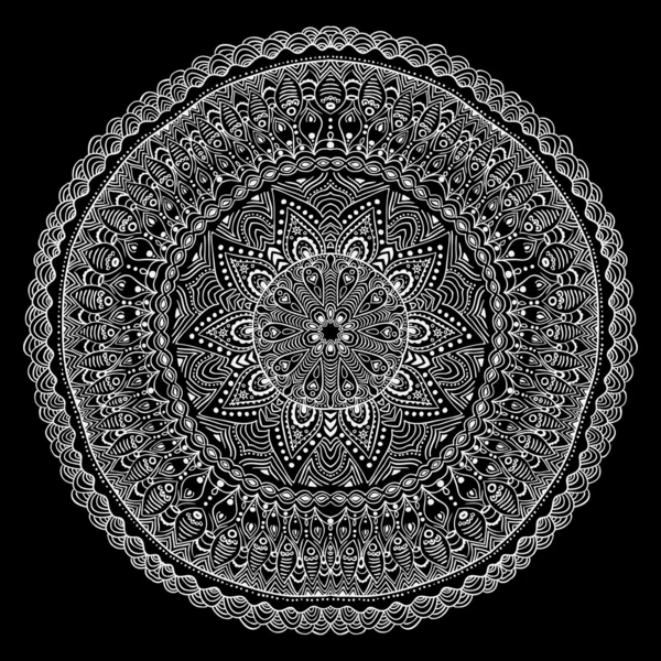 Patrón de encaje redondo ornamental, fondo de círculo con muchos detai — Archivo Imágenes Vectoriales