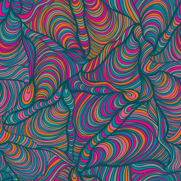 Цветной бесшовный абстрактный рисунок ручной работы, фон волн — стоковый вектор