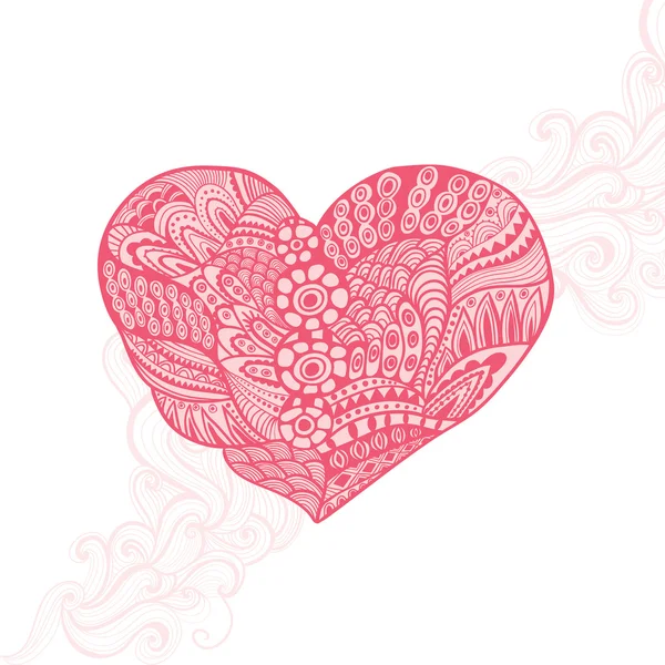 Coração floral. Coração feito de ornamento abstrato.Coração Doodle — Vetor de Stock
