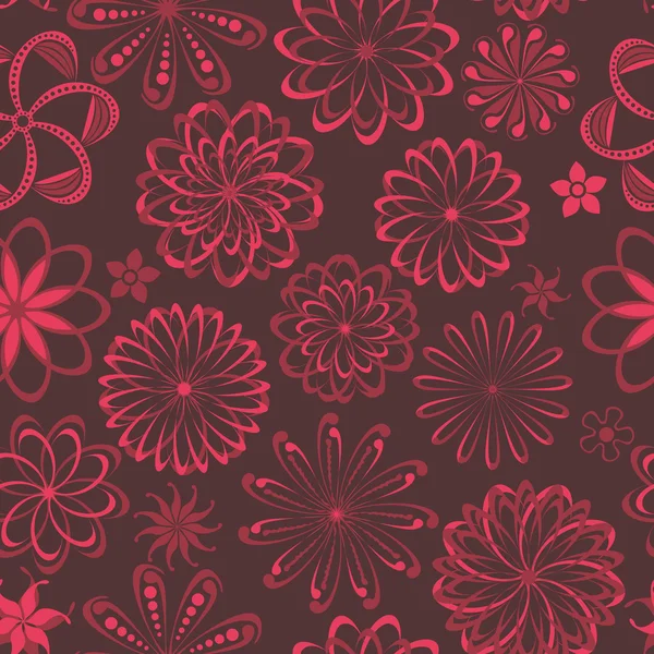 Motif floral sans couture, texture sans fin avec des fleurs ornées . — Image vectorielle