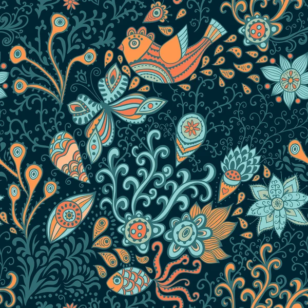 Kunstvolle florale nahtlose Textur, endloses Muster mit Blumen. se — Stockvektor