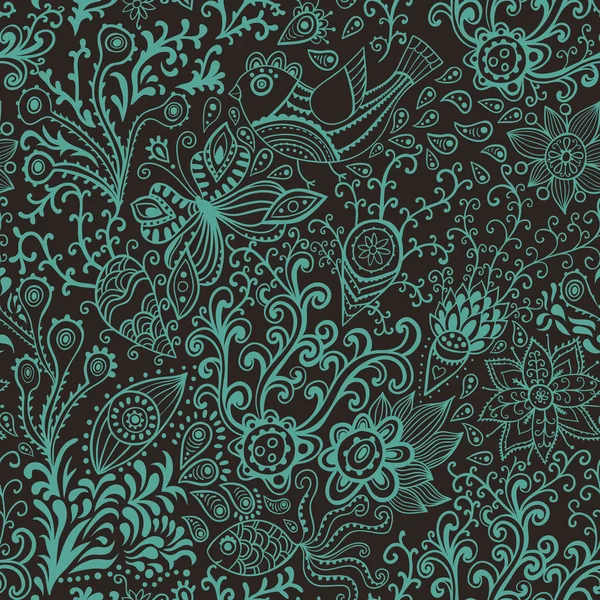 Украшенная цветочная бесшовная текстура, бесконечный узор с цветами. Se — стоковый вектор