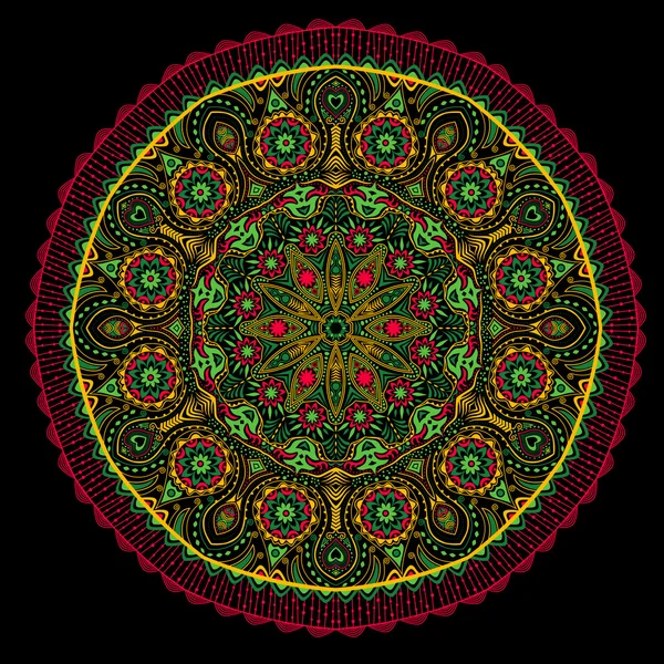 Patrón de encaje redondo ornamental, fondo de círculo con muchos detai — Vector de stock