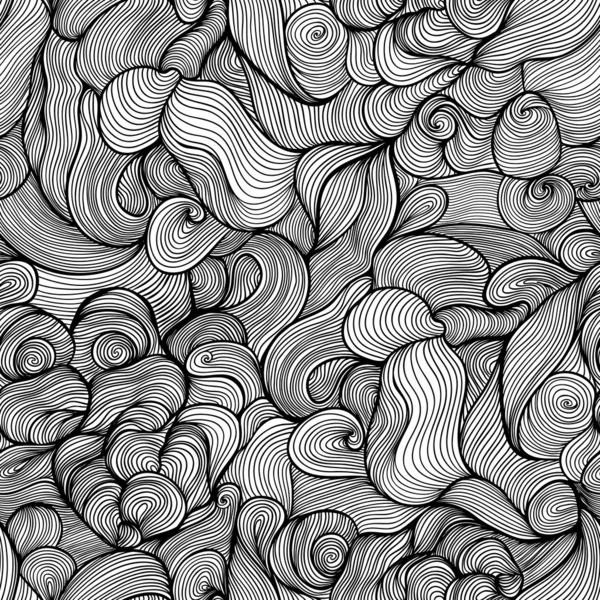 Patrón dibujado a mano abstracto sin costuras, ondas de fondo. Abstracto — Archivo Imágenes Vectoriales