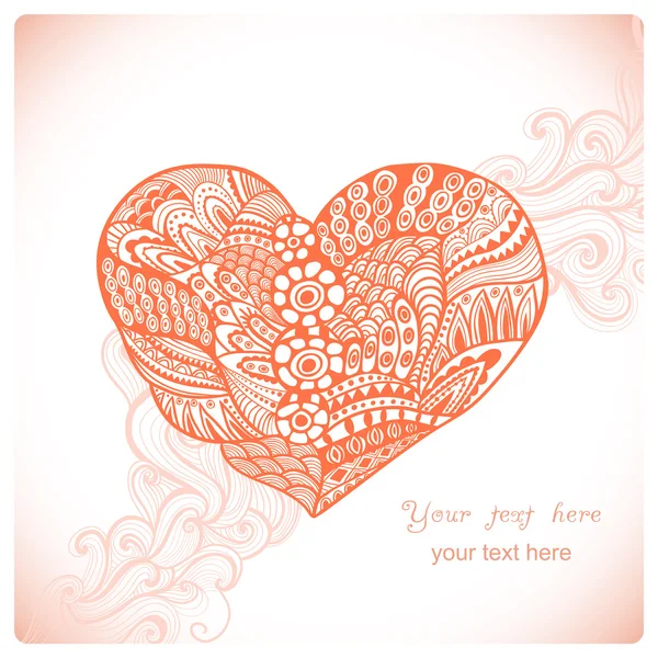 Corazón floral. Corazón hecho de adorno abstracto.Doodle Corazón — Vector de stock