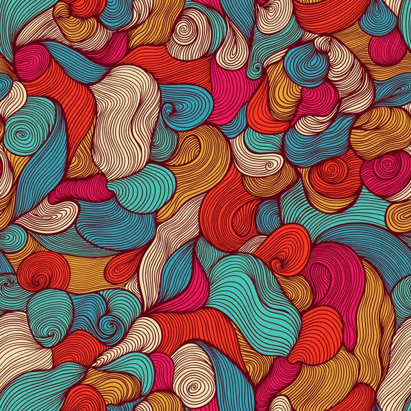 Brillante patrón abstracto sin costuras dibujado a mano, ondas de fondo. C — Vector de stock