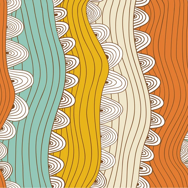 Modèle abstrait sans couture avec des rayures et des cercles, mer colorée — Image vectorielle