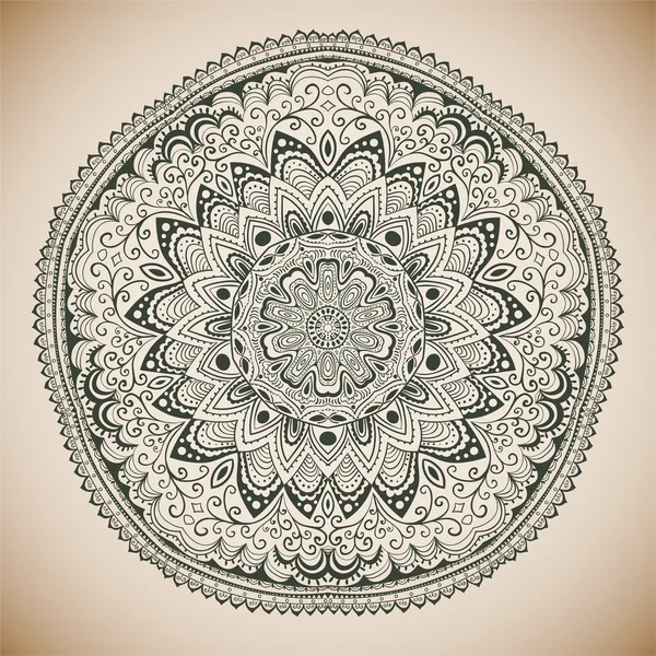 Patrón de encaje redondo ornamental, fondo de círculo con muchos detai — Archivo Imágenes Vectoriales