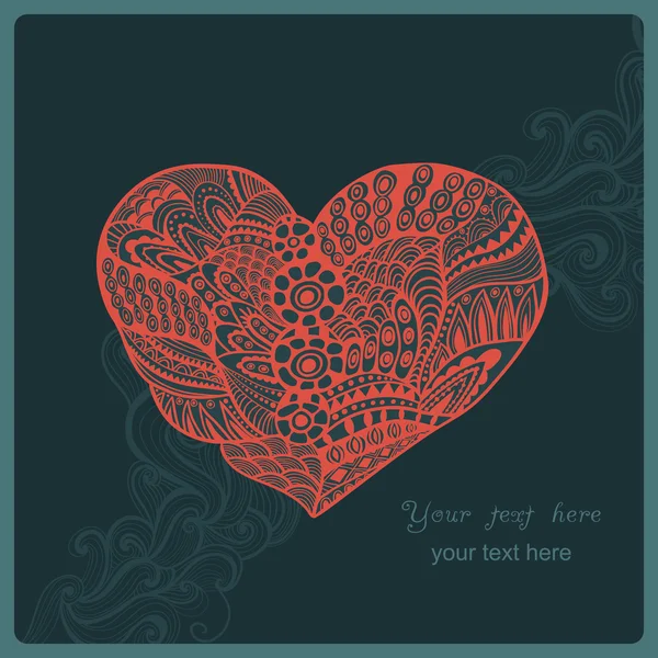 Corazón floral. Corazón hecho de adorno abstracto.Doodle Corazón — Vector de stock