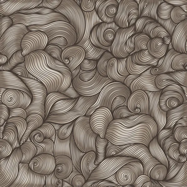 シームレスな抽象的な手描きのパターン、波背景。抽象的な — ストックベクタ