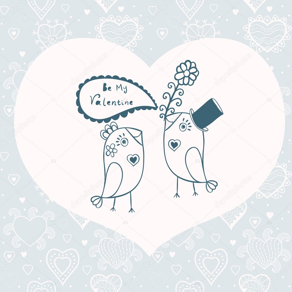 Birds in love. Vector illustration. Declaration of love. Vector